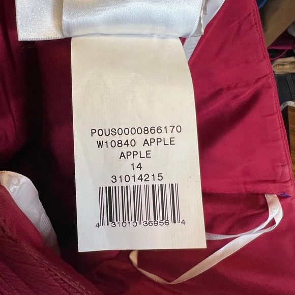 David's Bridal Chiffon Layered W10840 Short Strapless Dress Apple Lined Size 14 - Picture 8 of 8